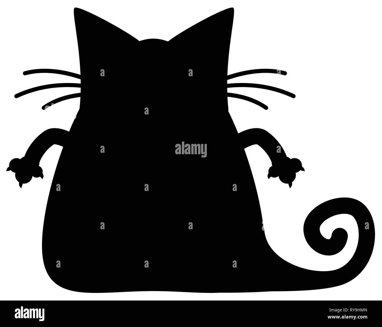 Fat Cat personnage silhouette noire, illustration vectorielle, horizontal, isolé, over white Illustration de Vecteur