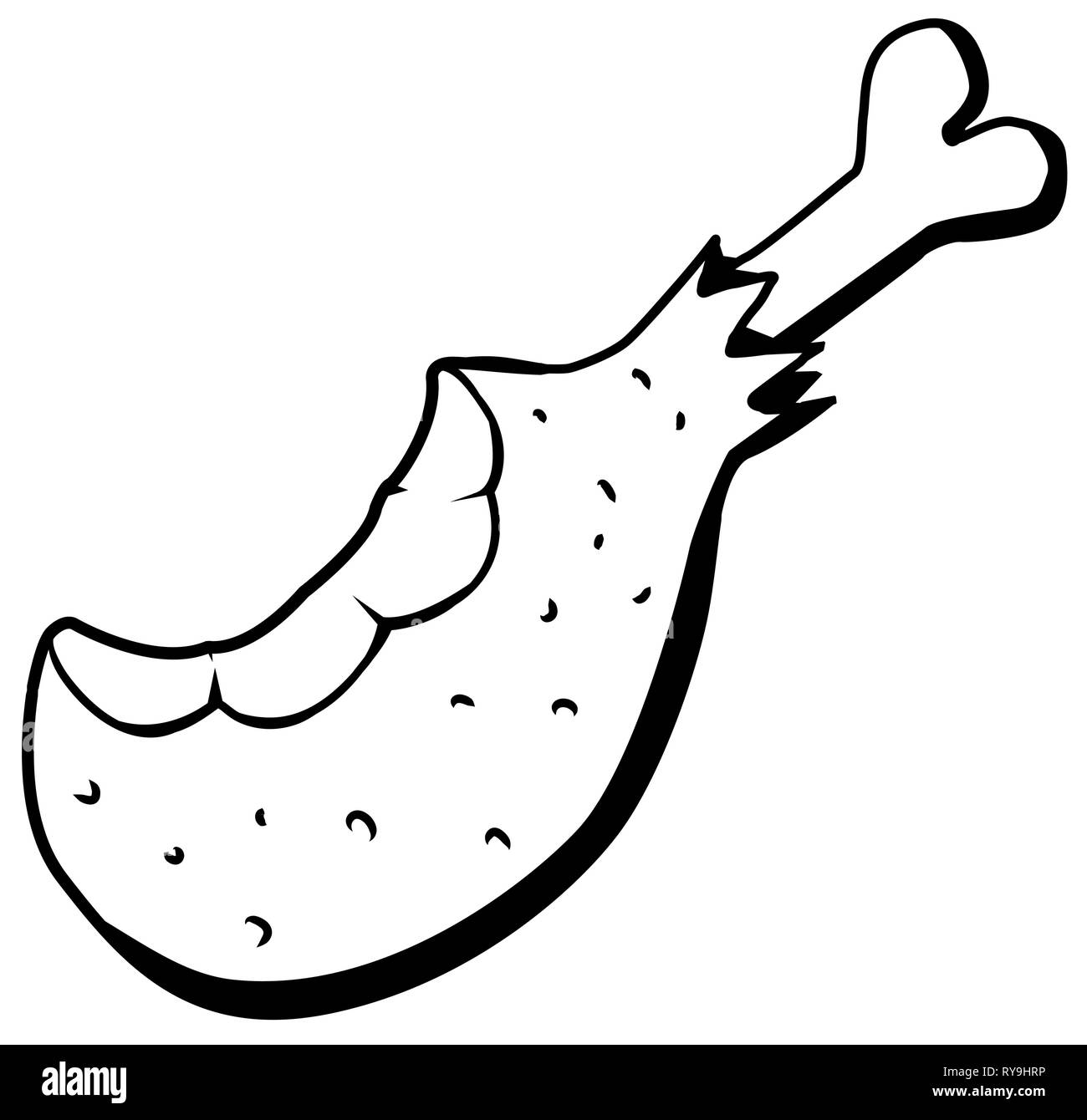 Cuisse de poulet Viande alimentaire cartoon dessin, scénario, horizontal, sur fond blanc Illustration de Vecteur