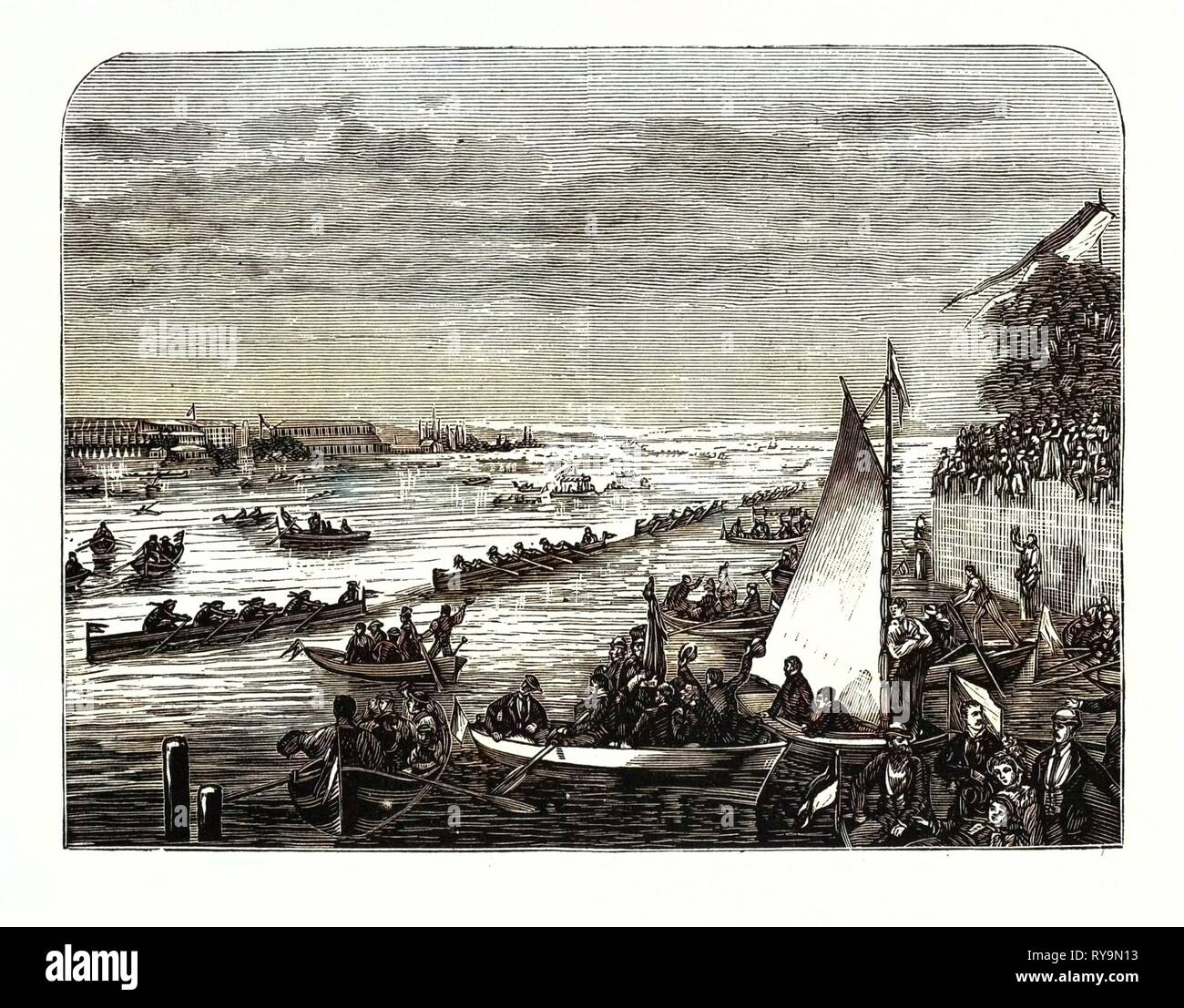 Suisse : l'eau Fête de l'Union Chorale suisse, Zurich, gravure 1880 1881 Banque D'Images