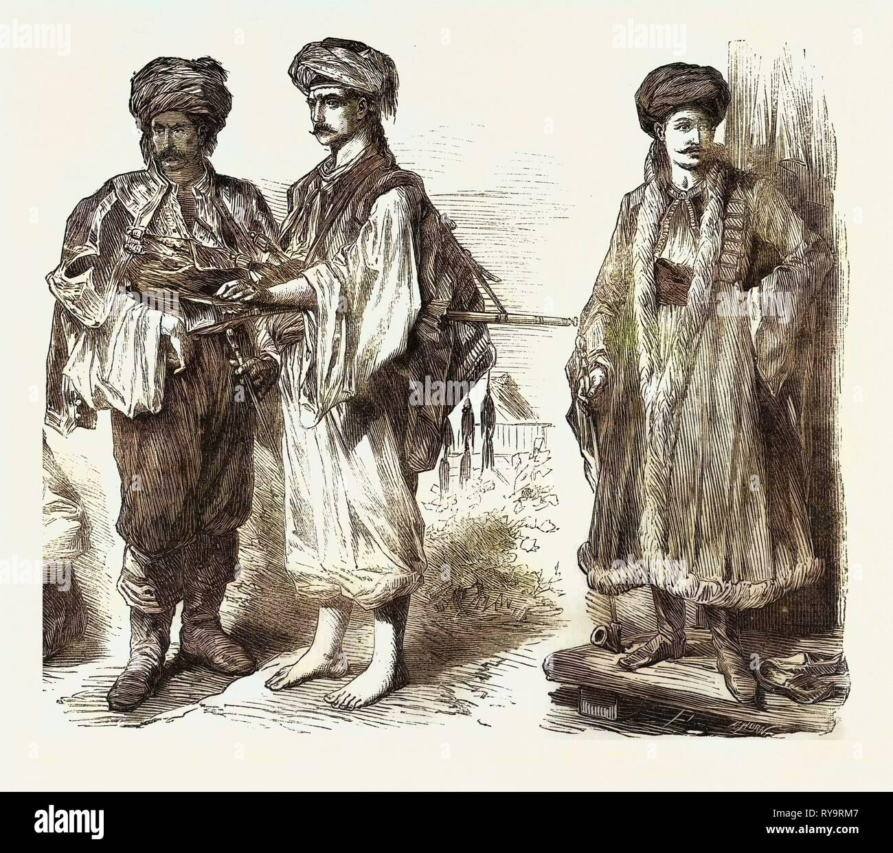 Types d'Albanie, du Kurdistan et l'Arménie, gravure 1882 Banque D'Images