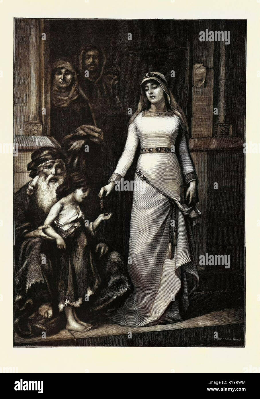 Blanche de Castille, Blanca De Castilla en espagnol, 4 mars 1188 - 27 novembre 1252, était une reine Consort de la France en tant qu'Épouse de Louis VIII, gravure 1882 Banque D'Images