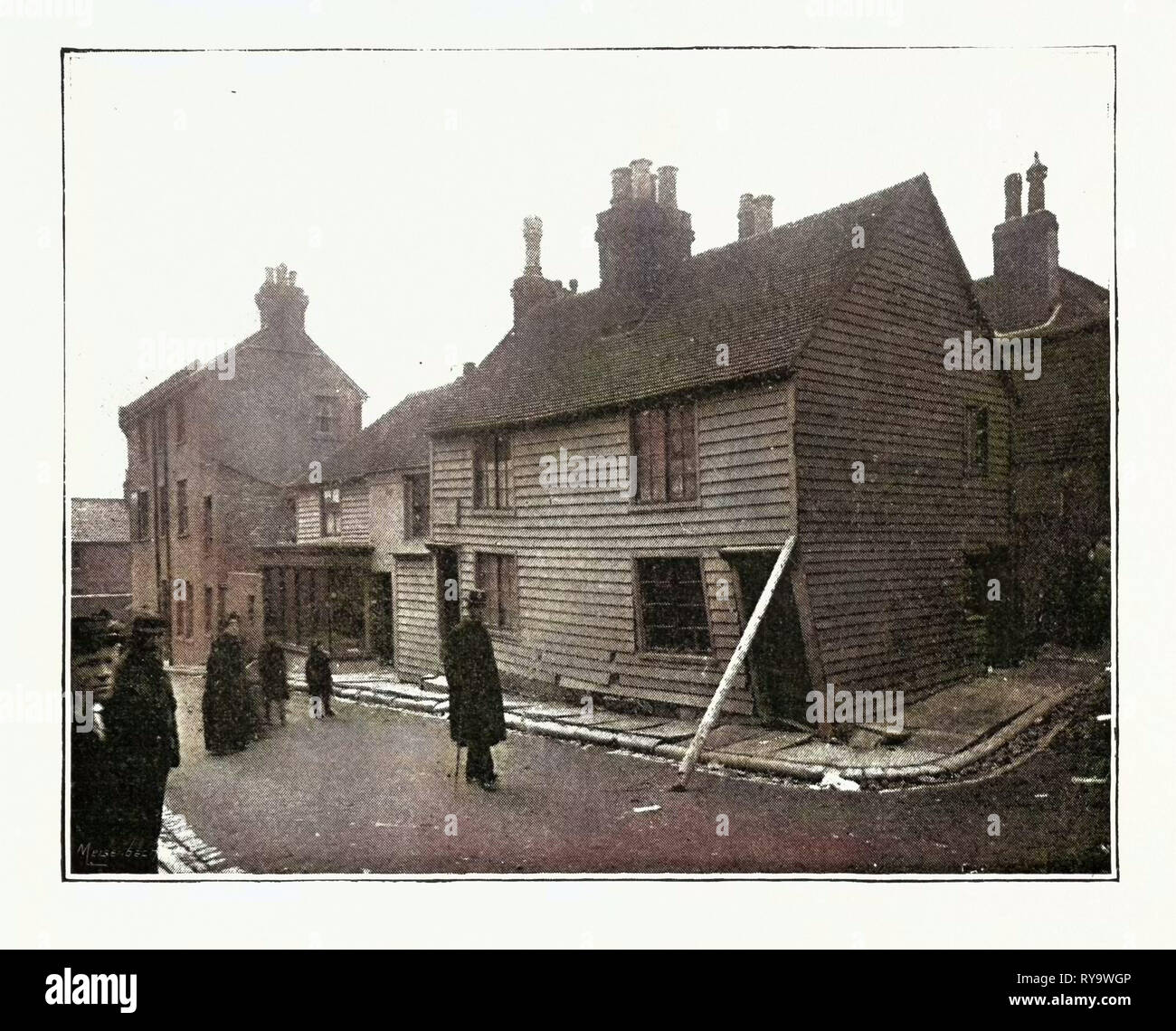Le glissement de terrain à Anne : dans la rue Chapel, UK, 1893 Gravure Banque D'Images