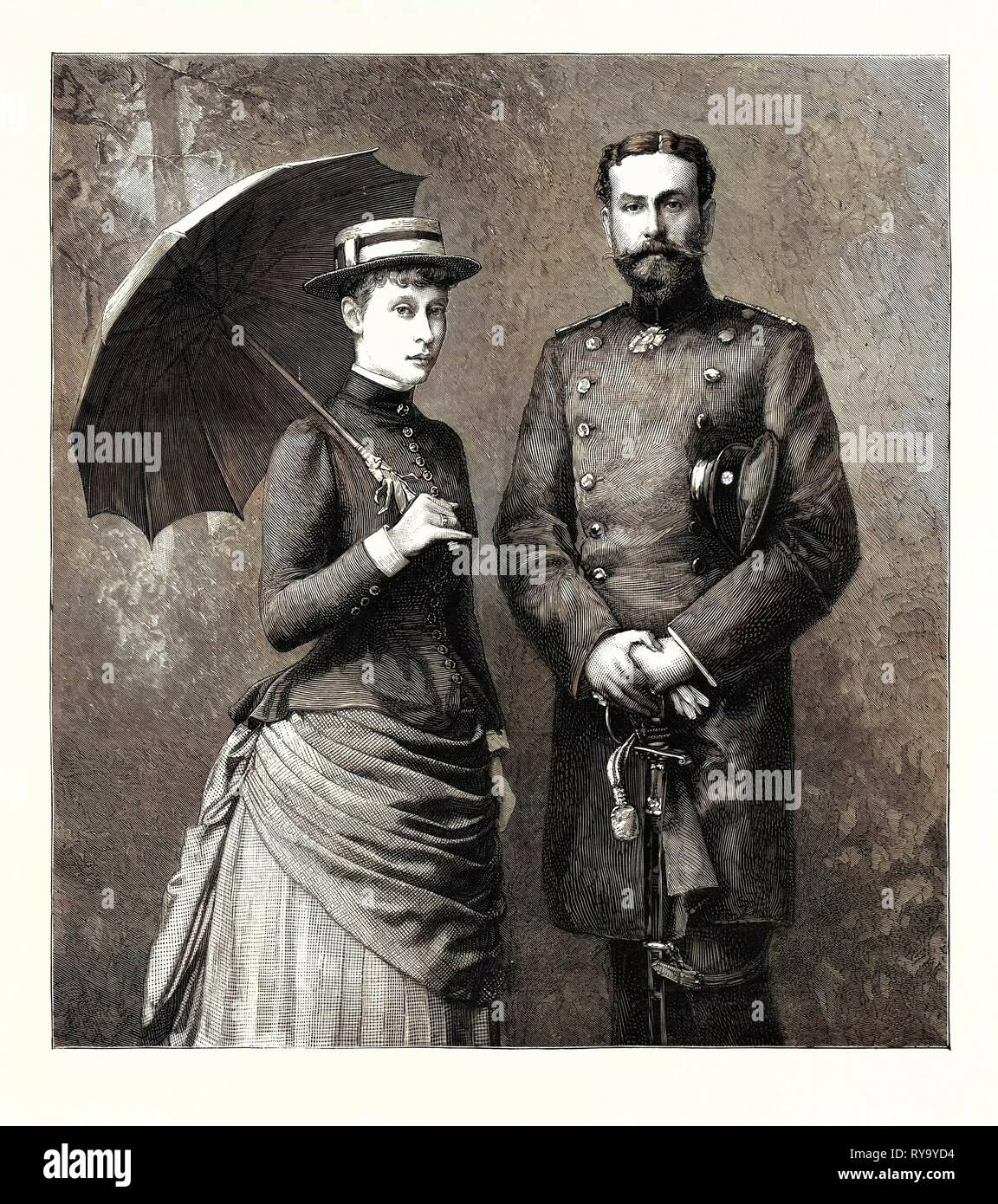 La princesse Victoria de Hesse-Darmstadt (la fille aînée de la princesse Alice) et son fiancé le Prince Louis de Battenberg Banque D'Images