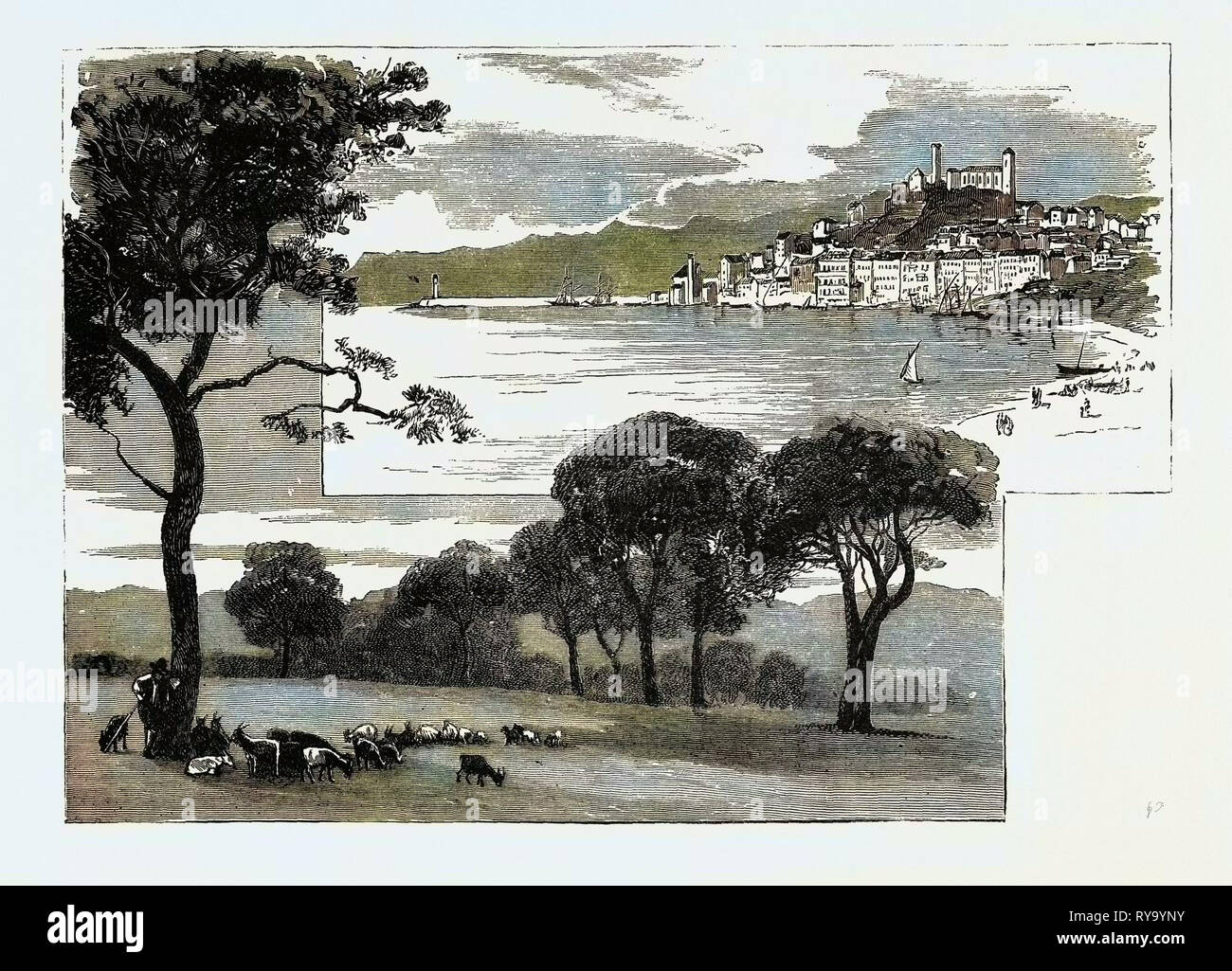 La fin Duc d'Albany : vue sur Cannes La Bocca : (Image de gauche) de la Croisette de Cannes (image de droite Banque D'Images