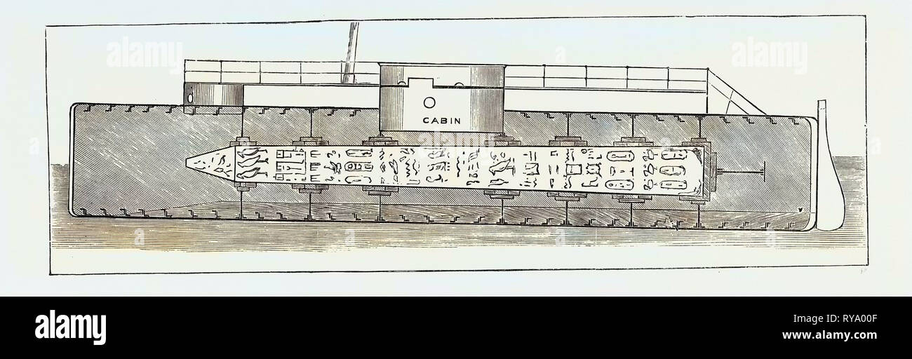 Cleopatra's Needle : Schéma proposé pour le transport du monument de l'Angleterre : section longitudinale du cylindre Banque D'Images