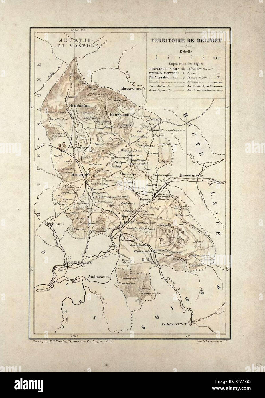 Carte de Territoire de Belfort France Banque D'Images