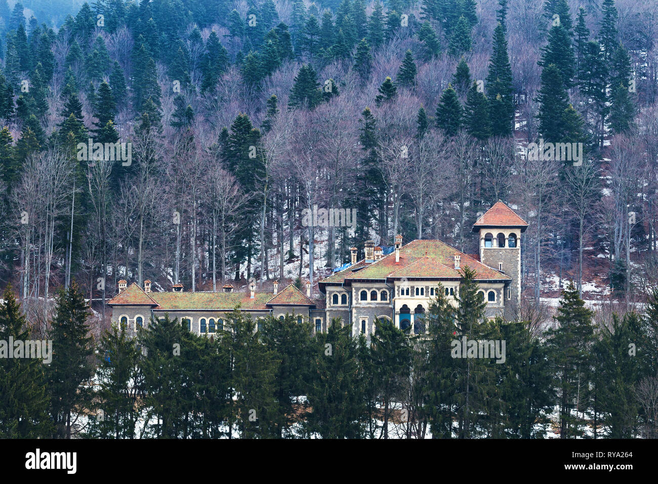 Restauré beau castel sur la célèbre Vallée de Prahova Roumanie - Château Cantacuzino Banque D'Images