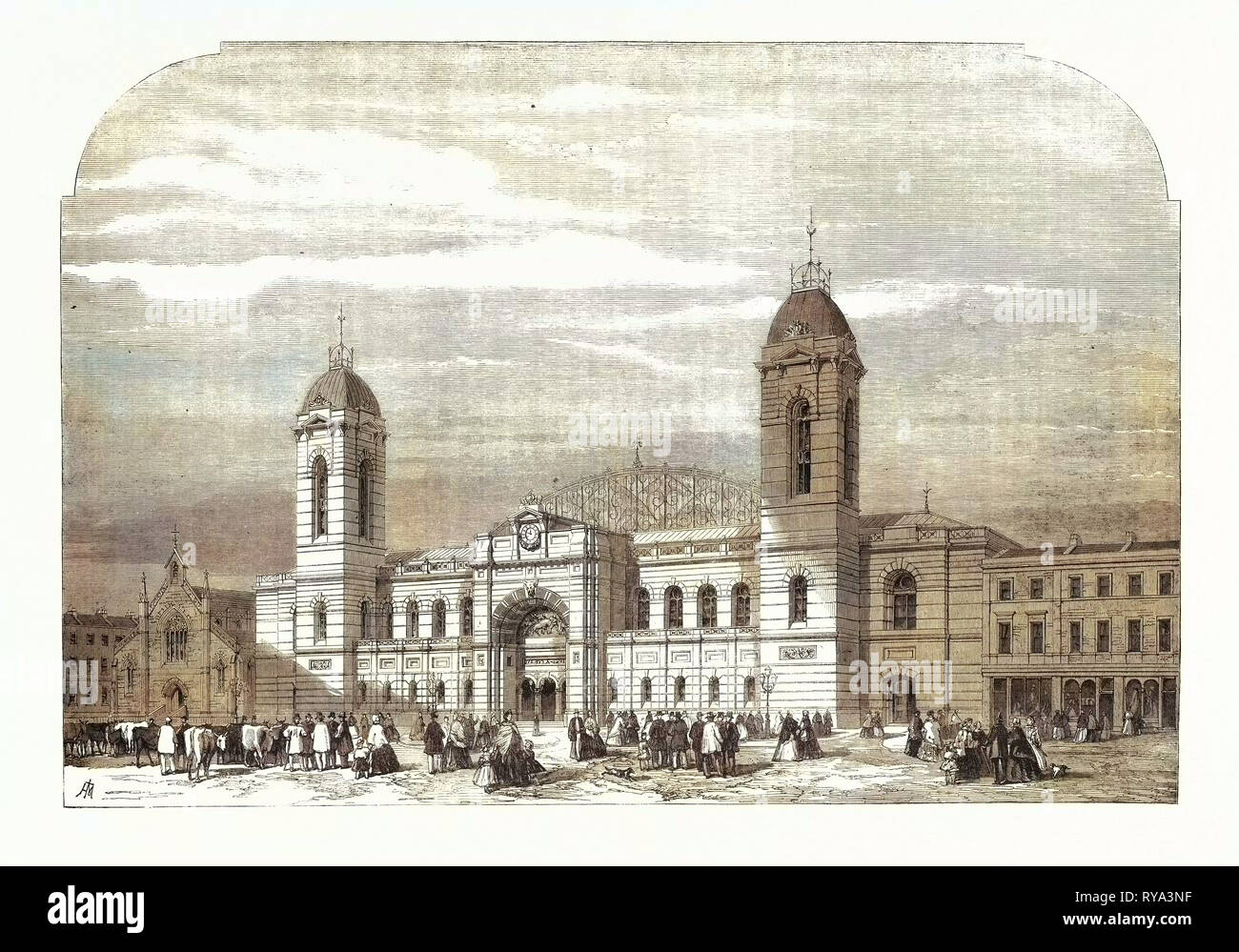 L'Agricultural Hall, Islington, dans le processus de construction, Londres, Royaume-Uni, 1861 Banque D'Images