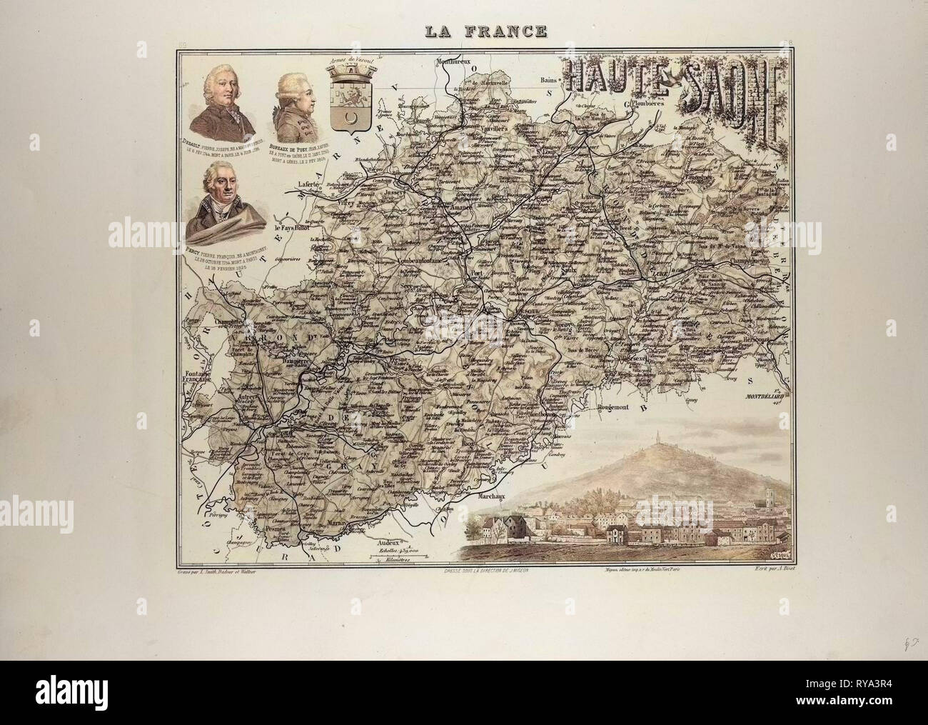 Plan de Haute Saône 1896 France Banque D'Images