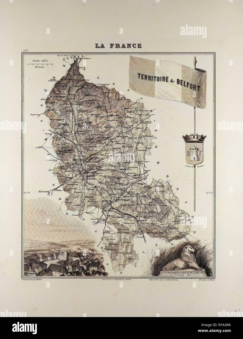 Carte de Territoire de Belfort 1896 France Banque D'Images