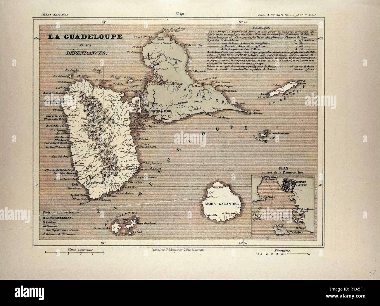 La carte de la Guadeloupe Banque D'Images