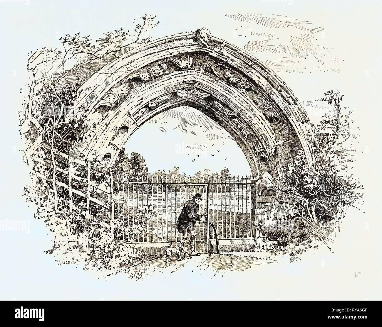 Derby, ruiné Arch menant au vestibule de l'Chapter-House Banque D'Images