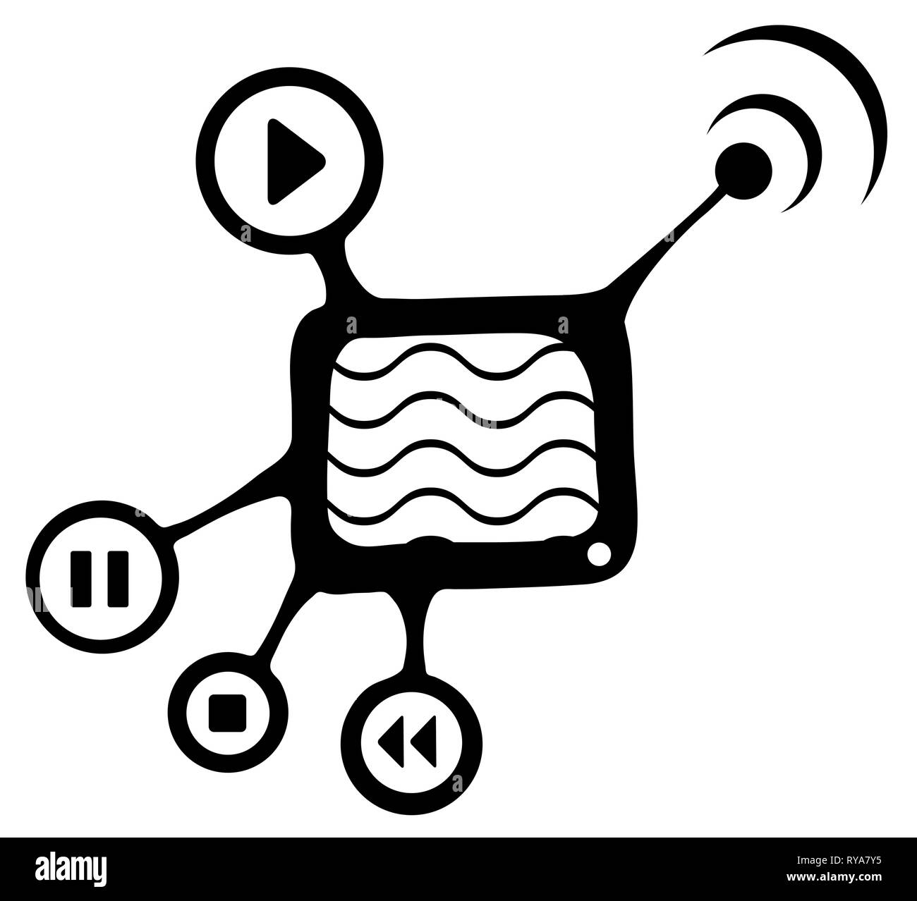 Lecteur vidéo pochoir symbole noir, illustration vectorielle, horizontal, sur fond blanc, isolé Illustration de Vecteur