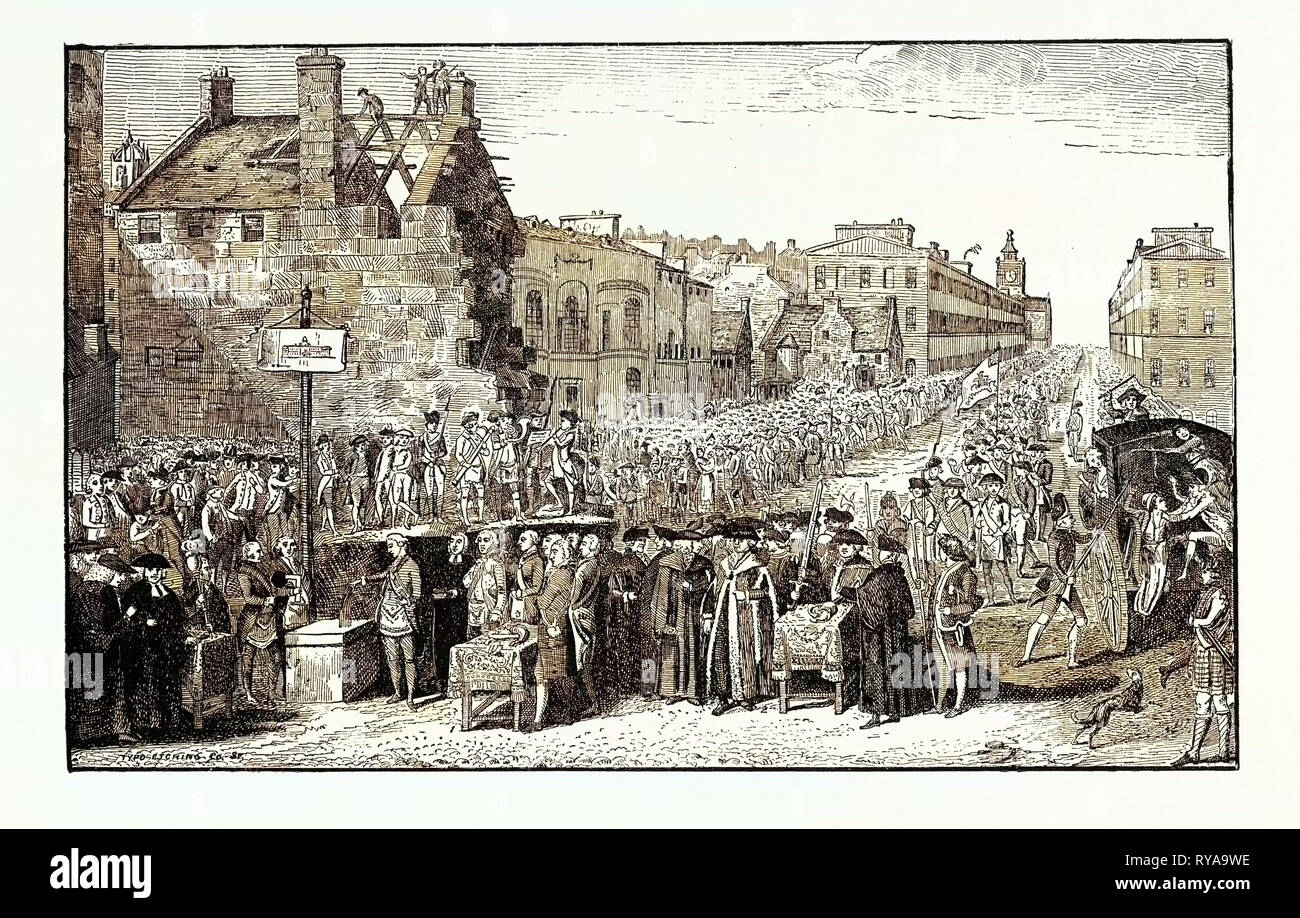 Édimbourg : Poser la première pierre de la nouvelle Université 16 Novembre 1789 Banque D'Images