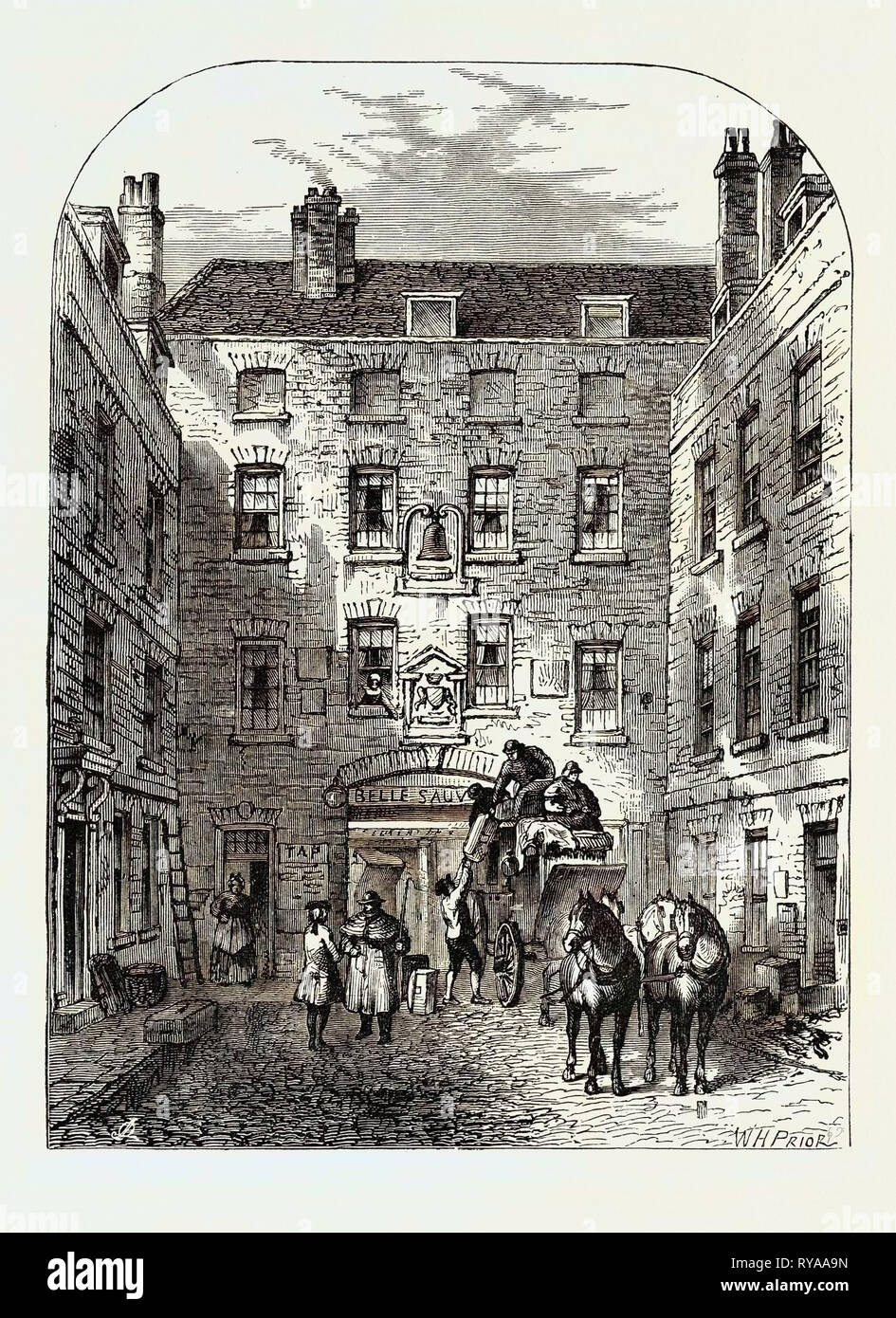 Cour extérieure de La Belle sauvage en 1828, Londres Banque D'Images