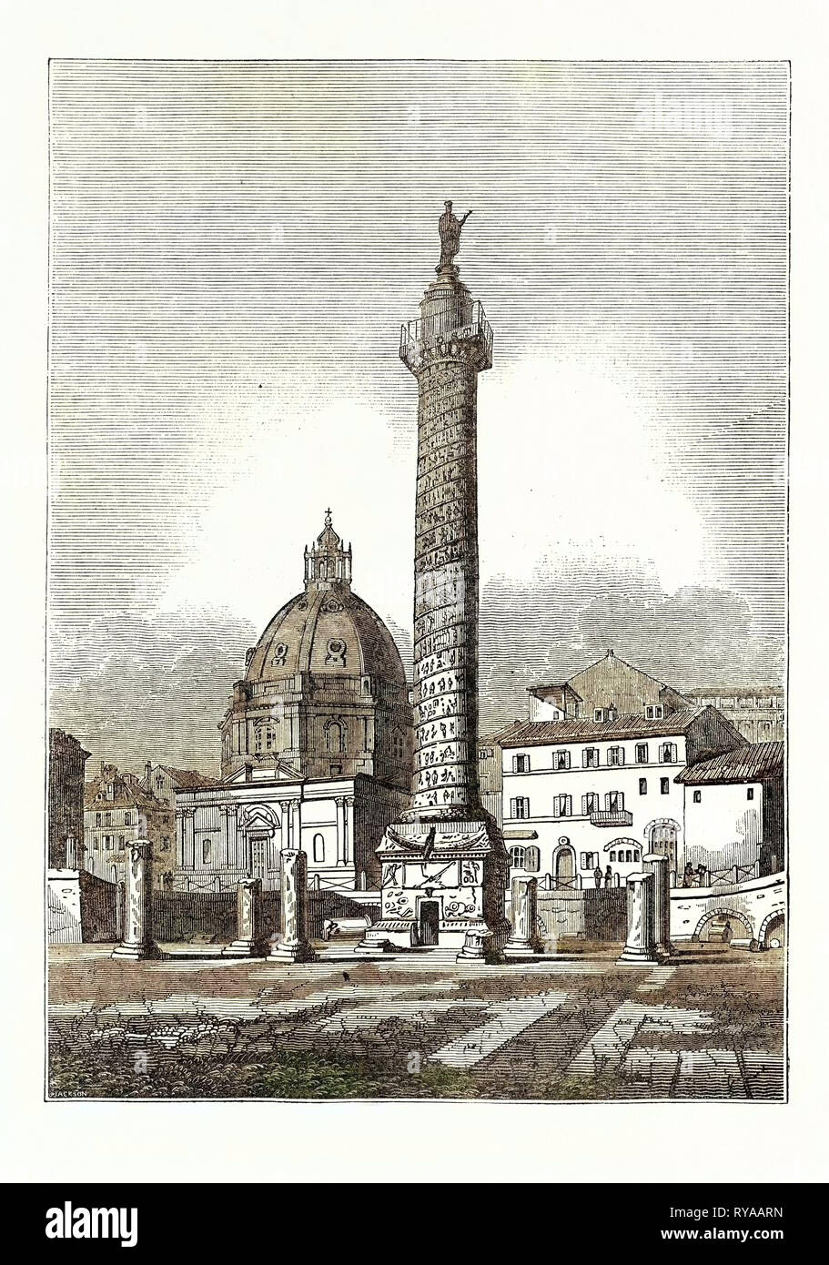 La Colonne Trajane à Rome Banque D'Images