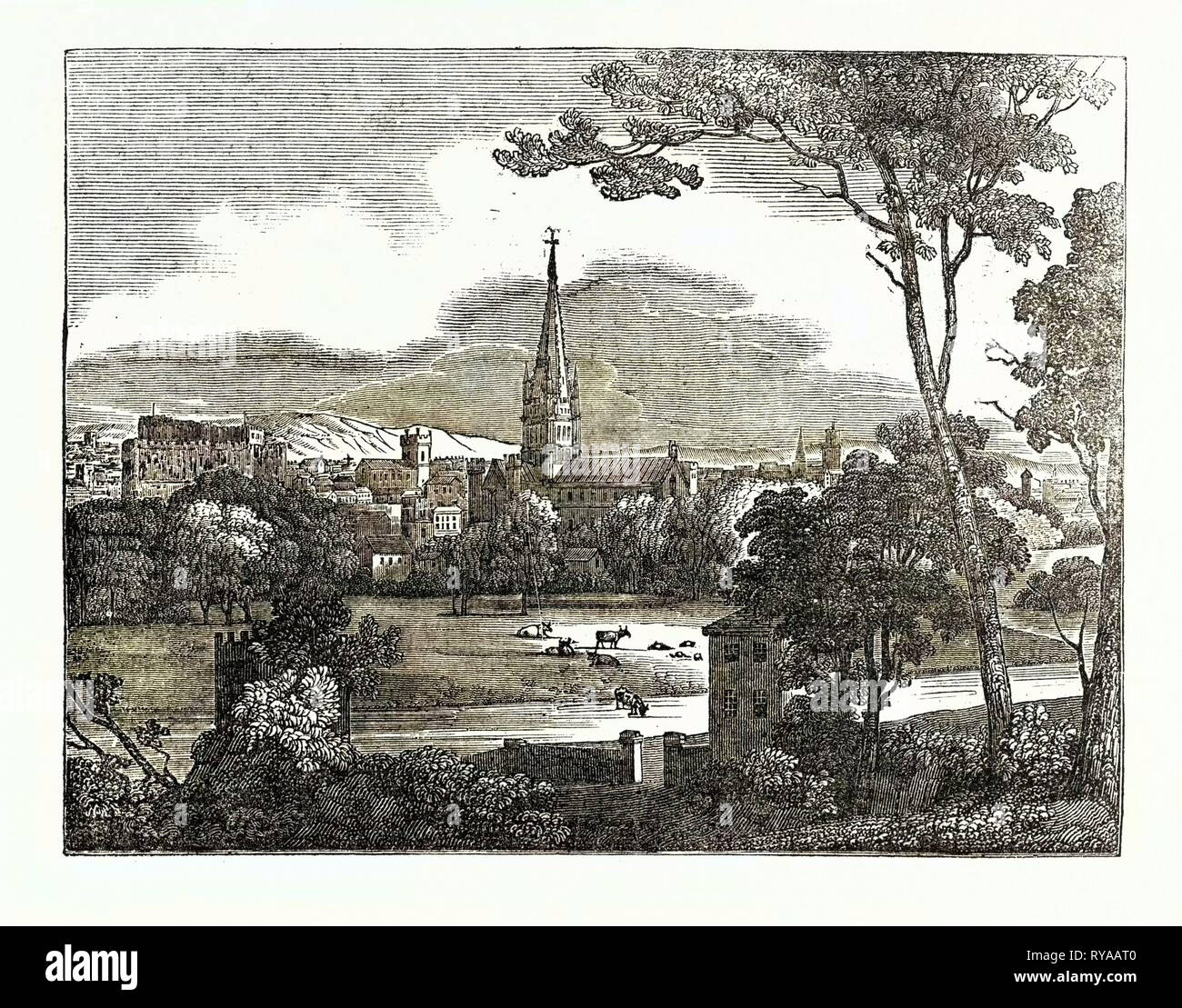 Vue sud-ouest de la ville de Norwich Banque D'Images