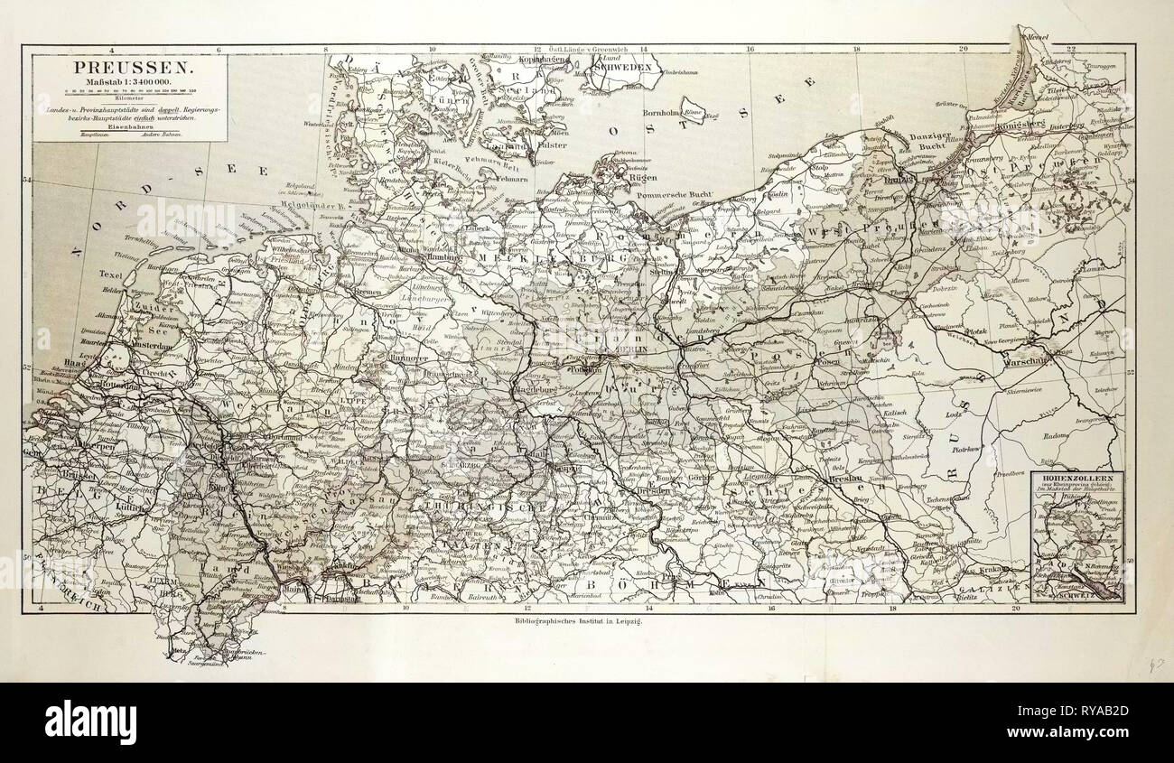 Carte de Prusse Banque D'Images