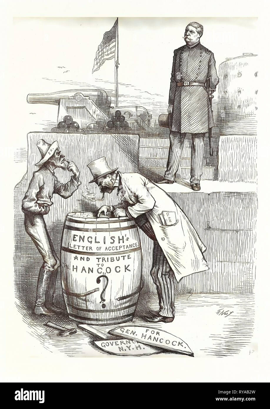 Campagne de l'argent dur. 'Accrocher général, c'est seulement le savon !', gravure 1880, US, USA, Politique, Politique, Politique, patriotique, Campagne Banque D'Images