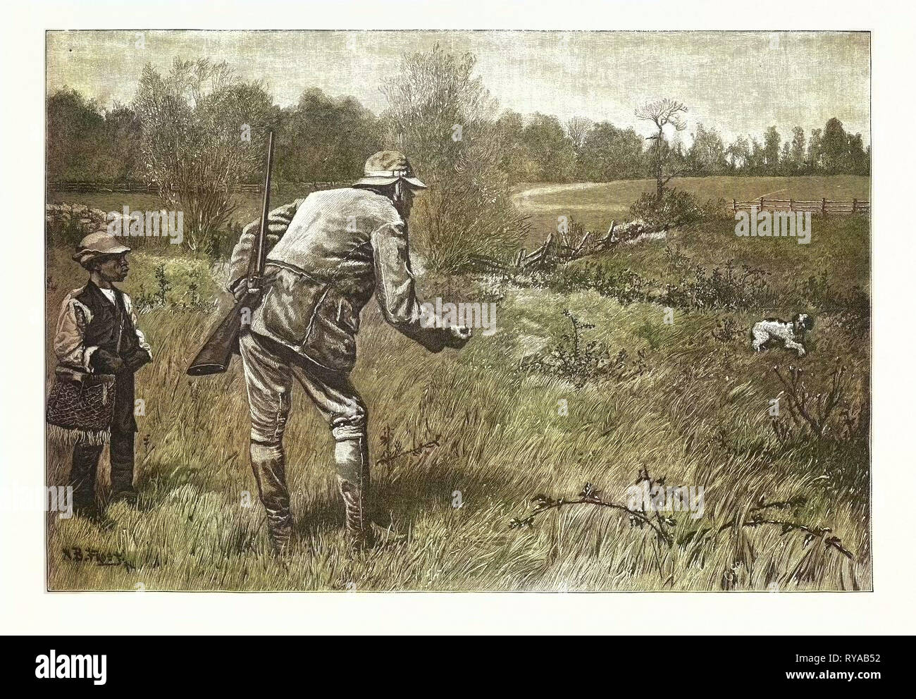 Gun Shy appelée A. B. Frost, gravure 1880, US, USA Banque D'Images