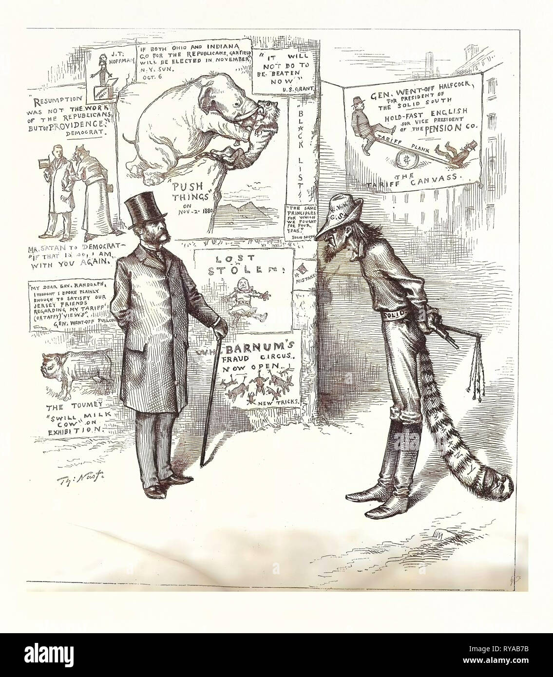 Au nord, une question d'affaires. Du nord au sud. "Aussi longtemps que Me défier une Solit, avant je ne vais pas revenir en arrière !" 1880, gravure, États-Unis d'Amérique, États-Unis Banque D'Images