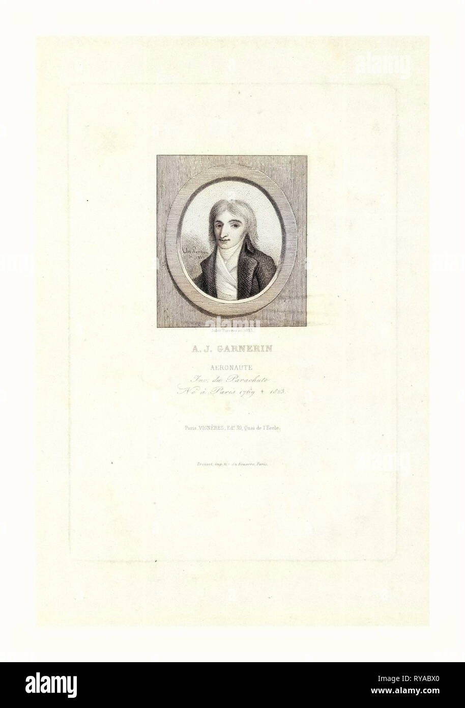 A.J. Aéronaute Garnerin, par Jules Porreau, 1853 Banque D'Images