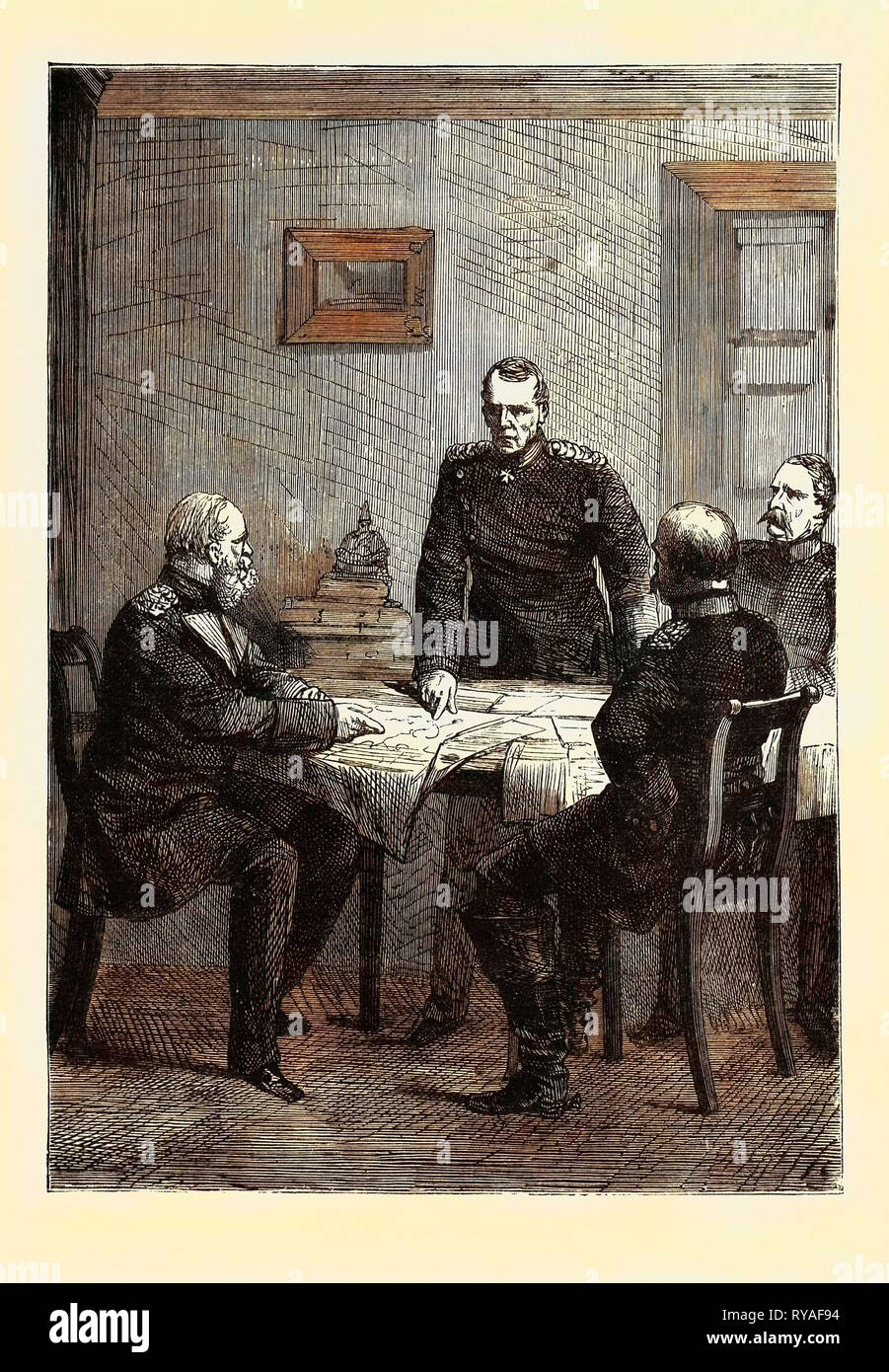 La guerre austro-prussienne, Conseil de guerre à Gitschin, Juillet 2, 1866 Banque D'Images