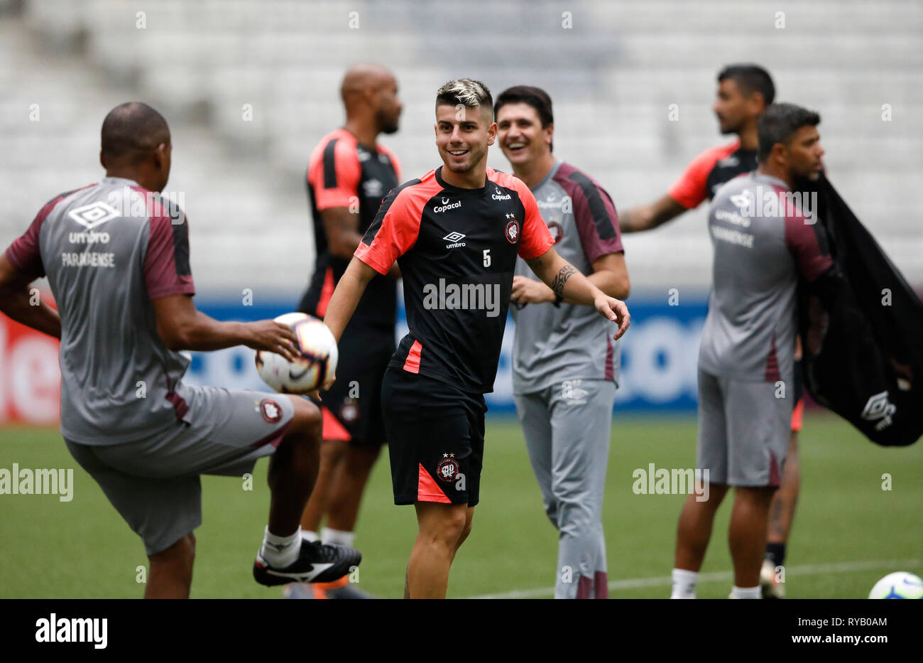 Curitiba, Brésil. Mar 13, 2019. Tomás Andrade au cours de formation organisé à l'Athletico Paranaense la Arena da Baixada à Curitiba, PR. Les débuts de l'équipe à la Conmebol Libertadores de America, demain (14) contre Jorge Wilstermann de Bolivie. Credit : Rodolfo Buhrer/La/FotoArena Imagem/Alamy Live News Banque D'Images