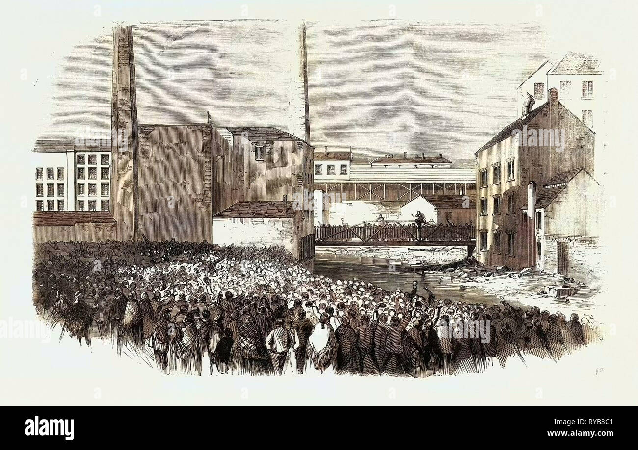 Le South Lancashire Turn-Out : Appel des mains à Johnson's Mill Stalybridge Banque D'Images