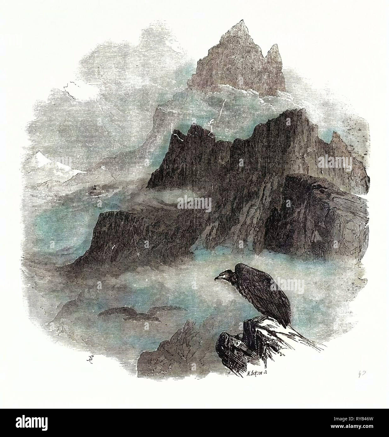 Sommet mondial du Pic du Midi d'Osseau Pyrénées 1854 Banque D'Images