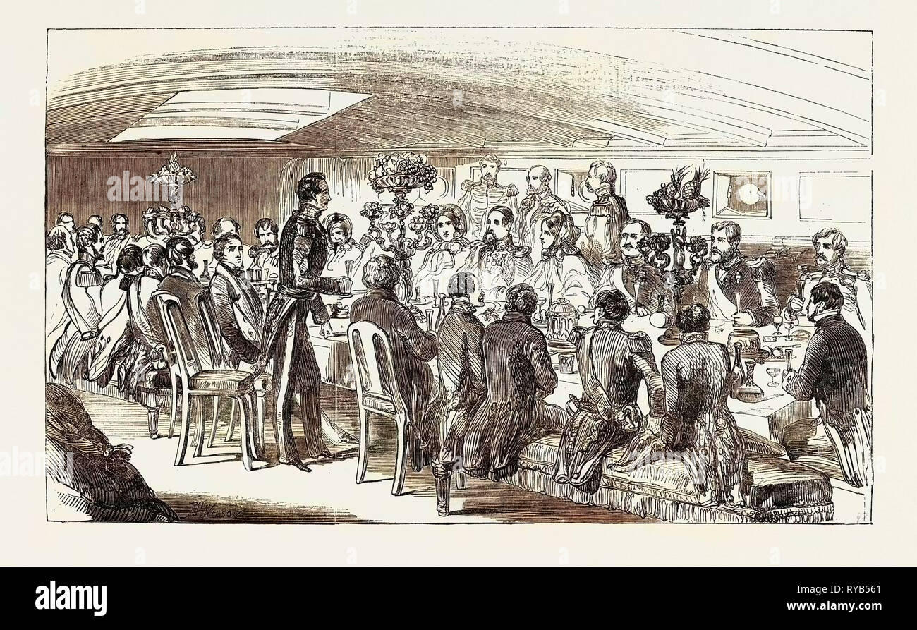 Le Roi de Danemark repas à bord le Cygnus. 1854 Banque D'Images