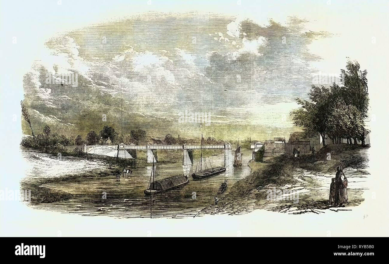 Nouveau pont sur la Severn à Upton 1854 Banque D'Images