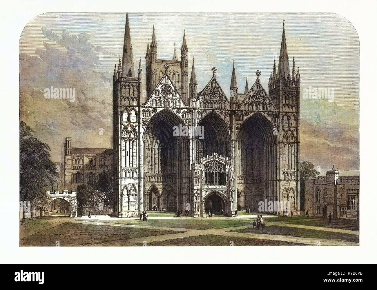 L'Institut archéologique de Grande-Bretagne et l'Irlande à Peterborough : à l'Ouest avant de Peterborough, Royaume-Uni, 1861 Cathédrale Banque D'Images