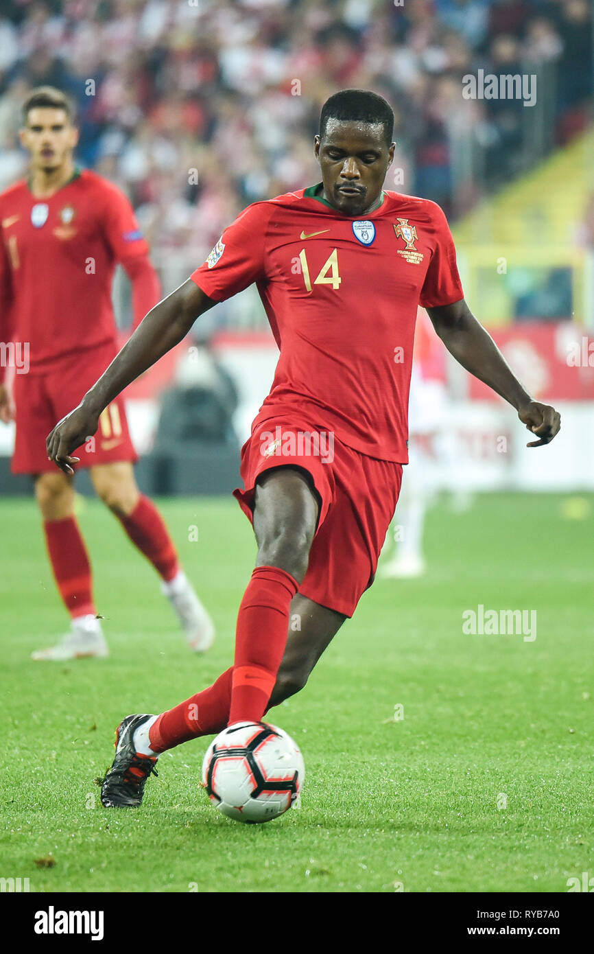 CHORZOW, Pologne - 11 octobre 2018 : Nations Unies Division de la Ligue de football un groupe 3 match Pologne vs Portugal 2:3 . Dans l'image William Carvalho. Banque D'Images