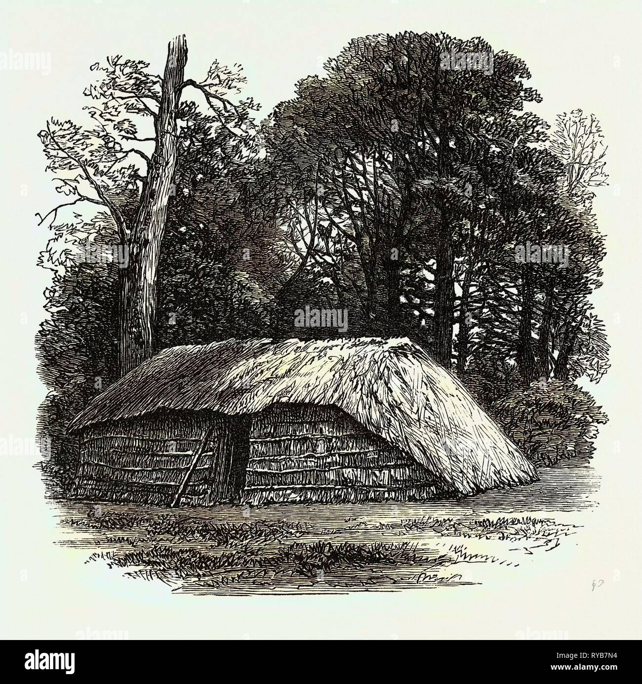 Fac-similé de la cabane construite pour le Dr Livingstone à mourir en. 1874 Banque D'Images