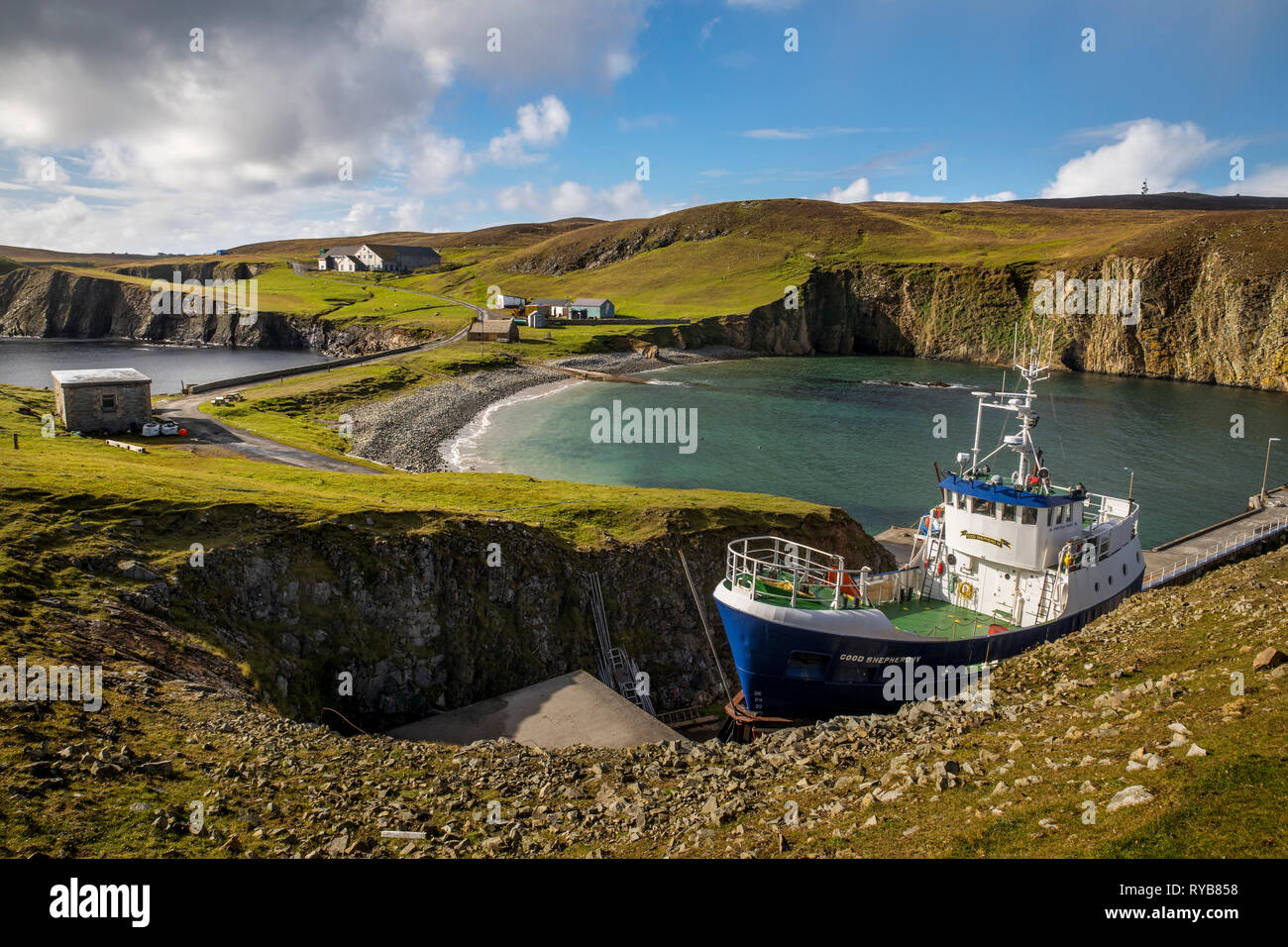 Fair Isle ; avant l'Observatoire d'oiseaux de feu ; Royaume-Uni ; Shetland Banque D'Images