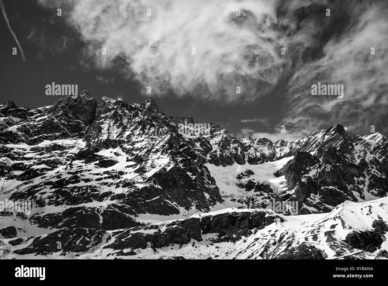 Montagnes à Breuil-Cervinia, Italie Banque D'Images