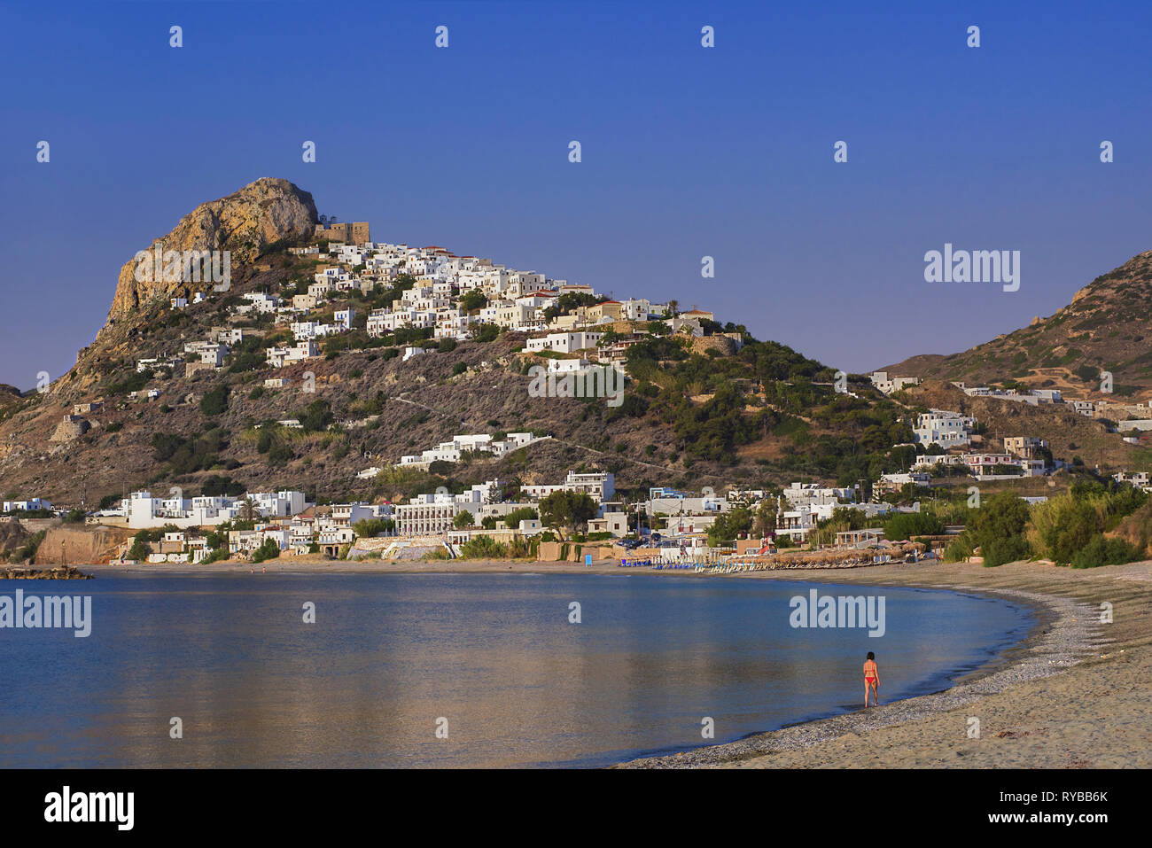 Tôt le matin, une vue panoramique de Chora, le principal établissement et capitale de l'île de Skyros, Sporades en Grèce centrale, complexe, Aegean s Banque D'Images