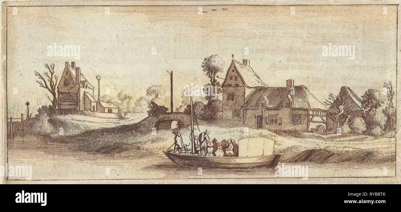 Les voyageurs dans un bateau sur une rivière, Jan van de Velde (II), Cornelis Willemsz Blaeu-Laken, 1627 Banque D'Images
