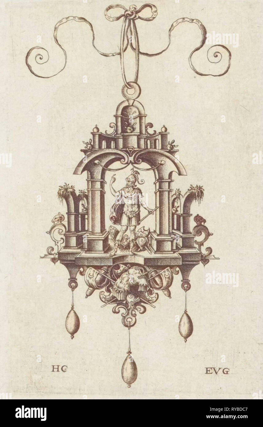 Pendeloque pendentif (Mars), Hans Collaert (I), Anonyme, 1555 - 1576 Banque D'Images