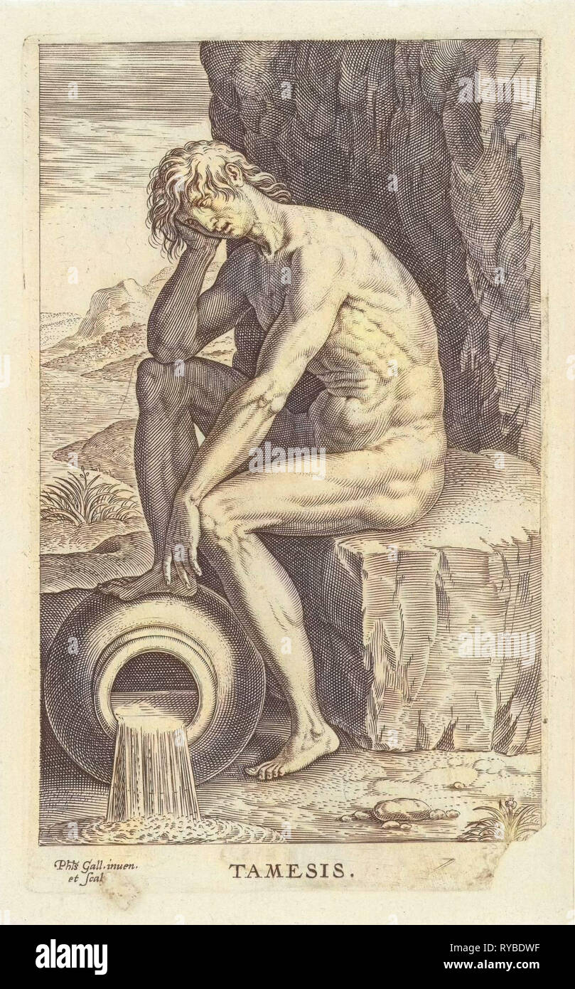 Dieu fleuve Tamesis, Philips Galle, 1586 Banque D'Images