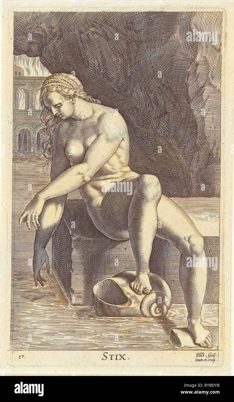 Nymphe de la rivière Styx, Philips Galle, 1587 Banque D'Images