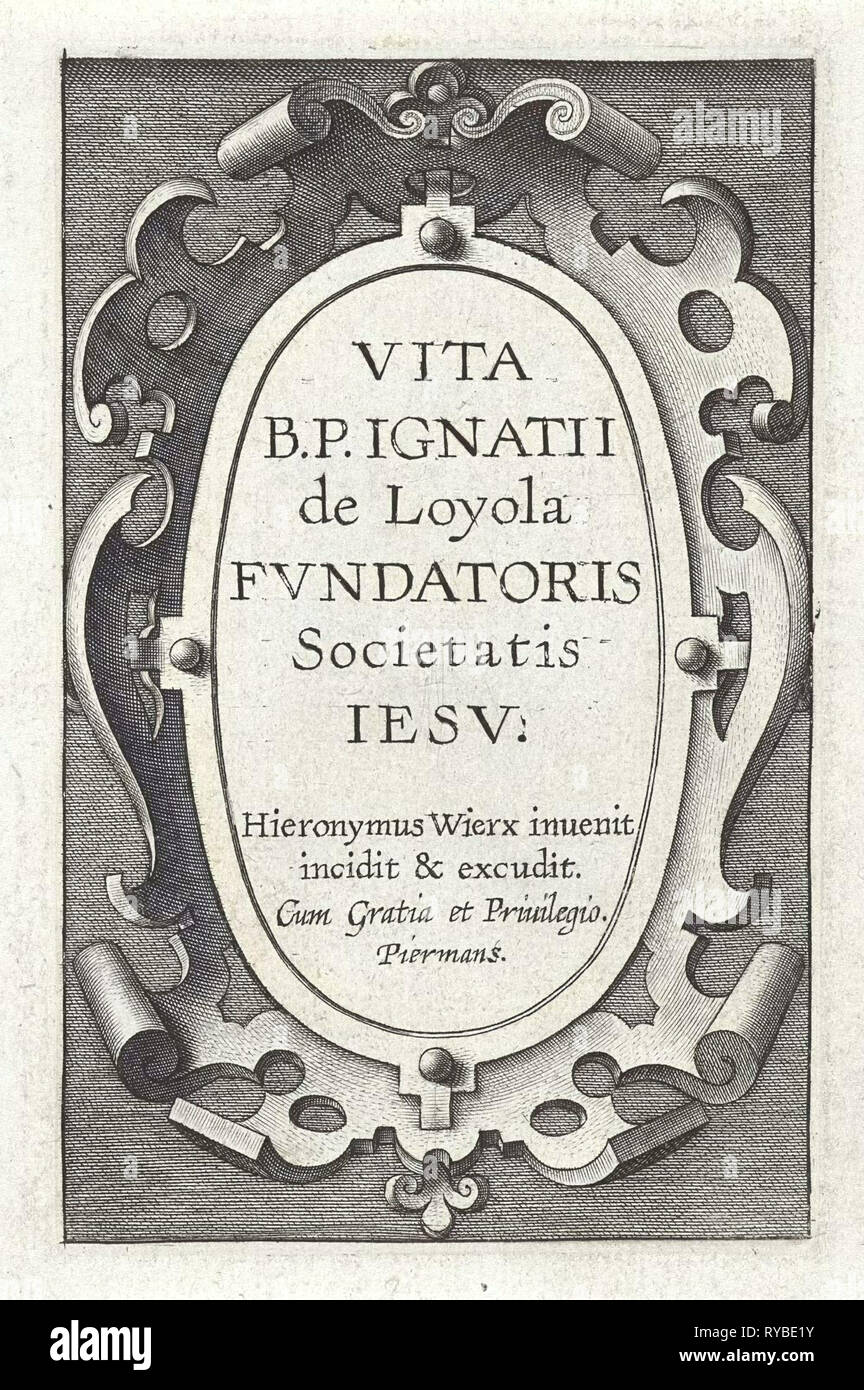 Cartouche avec un titre, Hieronymus Wierix, 1611 - 1615 Banque D'Images