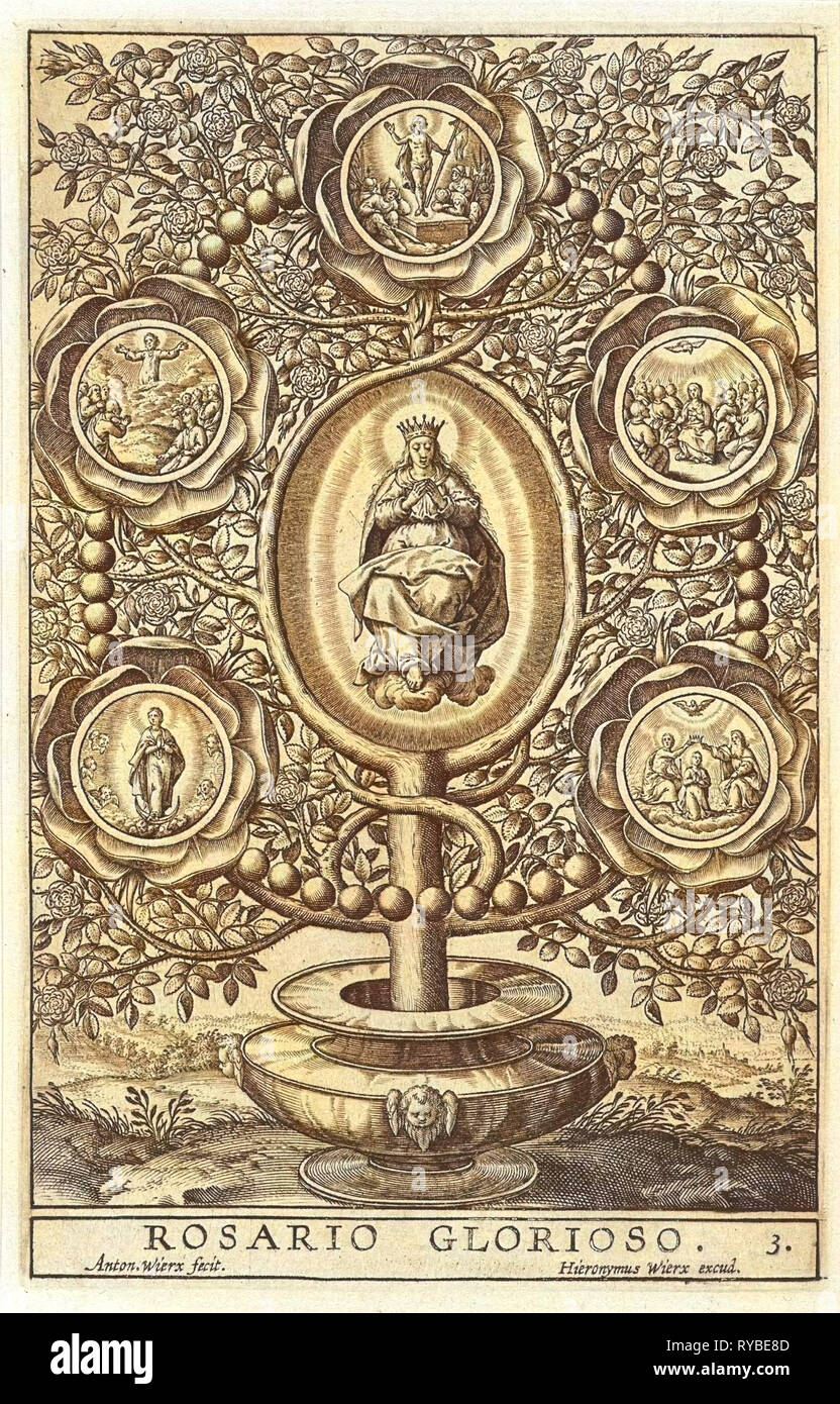 Cinq Mystères Glorieux, Antonie Wierix (II), Hieronymus Wierix, 1605 - 1619 Banque D'Images