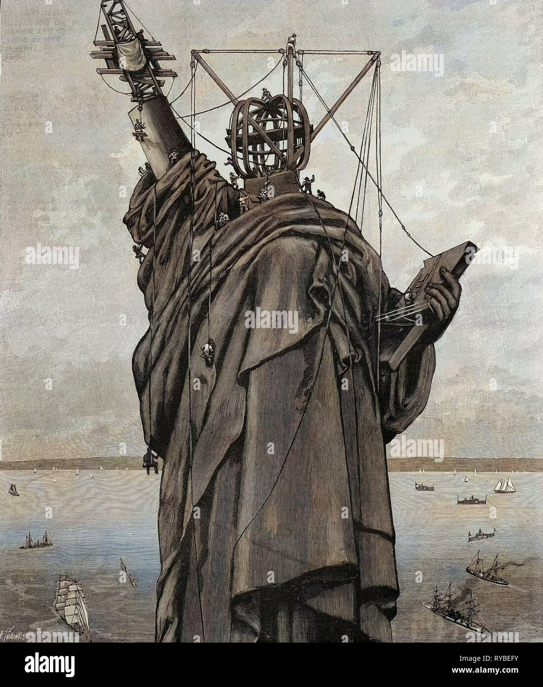La Statue de la Liberté à New York, à la fin de la construction, USA, United States, Amérique, 1886 Banque D'Images