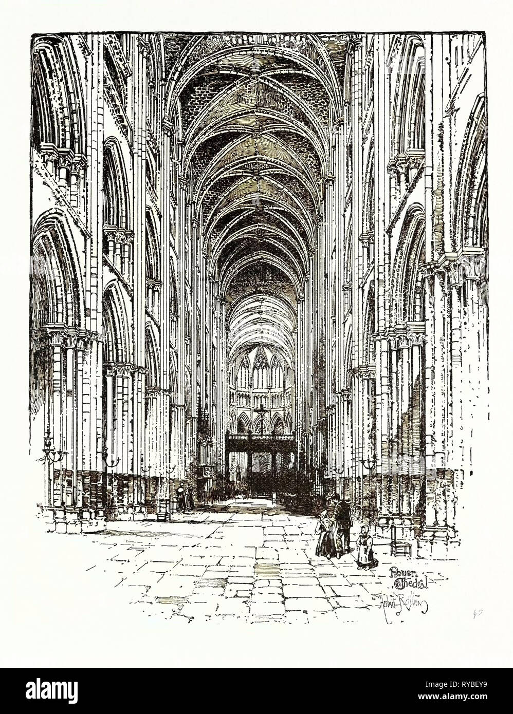 Intérieur de la Cathédrale de Rouen Banque D'Images