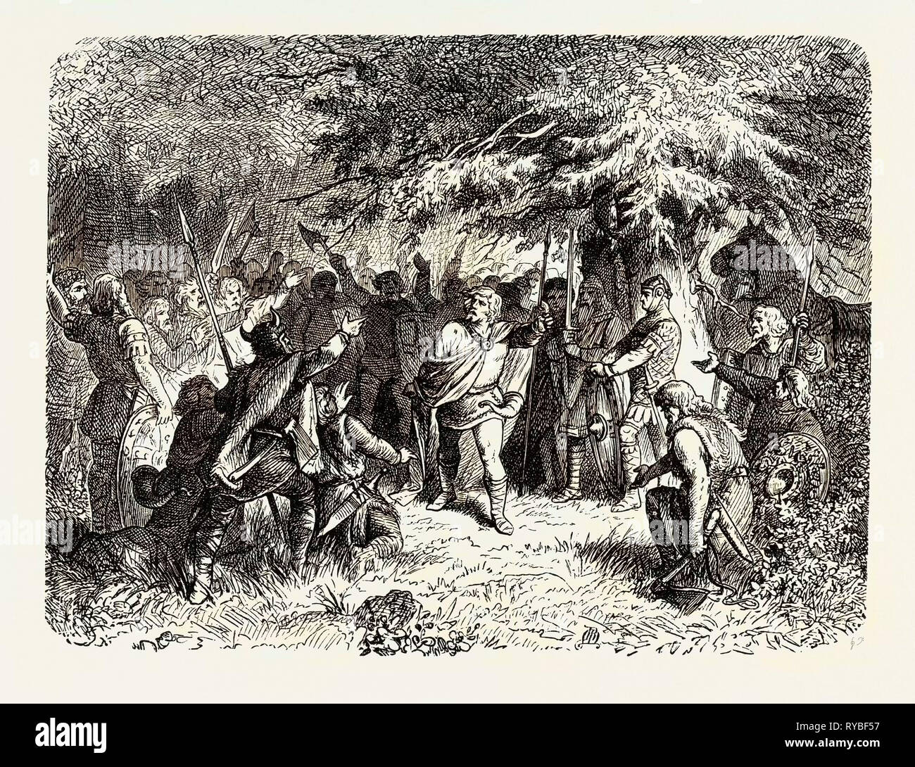 Un chef anglo-saxon et ses guerriers Banque D'Images