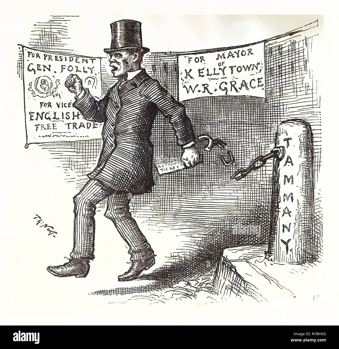 L'Esclave grecque 'émancipe Oi va voter contre, seulement pour les recettes tarifaires contre les Anglais des hypothèques de libre-échange." La politique, partis politiques, Politique, Campagne, patriotique, US, USA, Amérique, Etats-Unis, American, gravure 1880 Banque D'Images