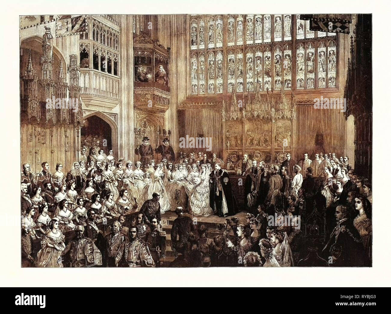 Le mariage de T.R.H. Le Prince de Galles et la princesse Alexandra de Danemark dans la chapelle St. George, le château de Windsor, le 10 mars 1863 Banque D'Images