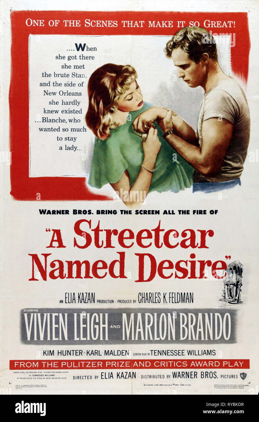 VIVIEN LEIGH, Marlon Brando affiche, Un tramway nommé désir, 1951 Banque D'Images